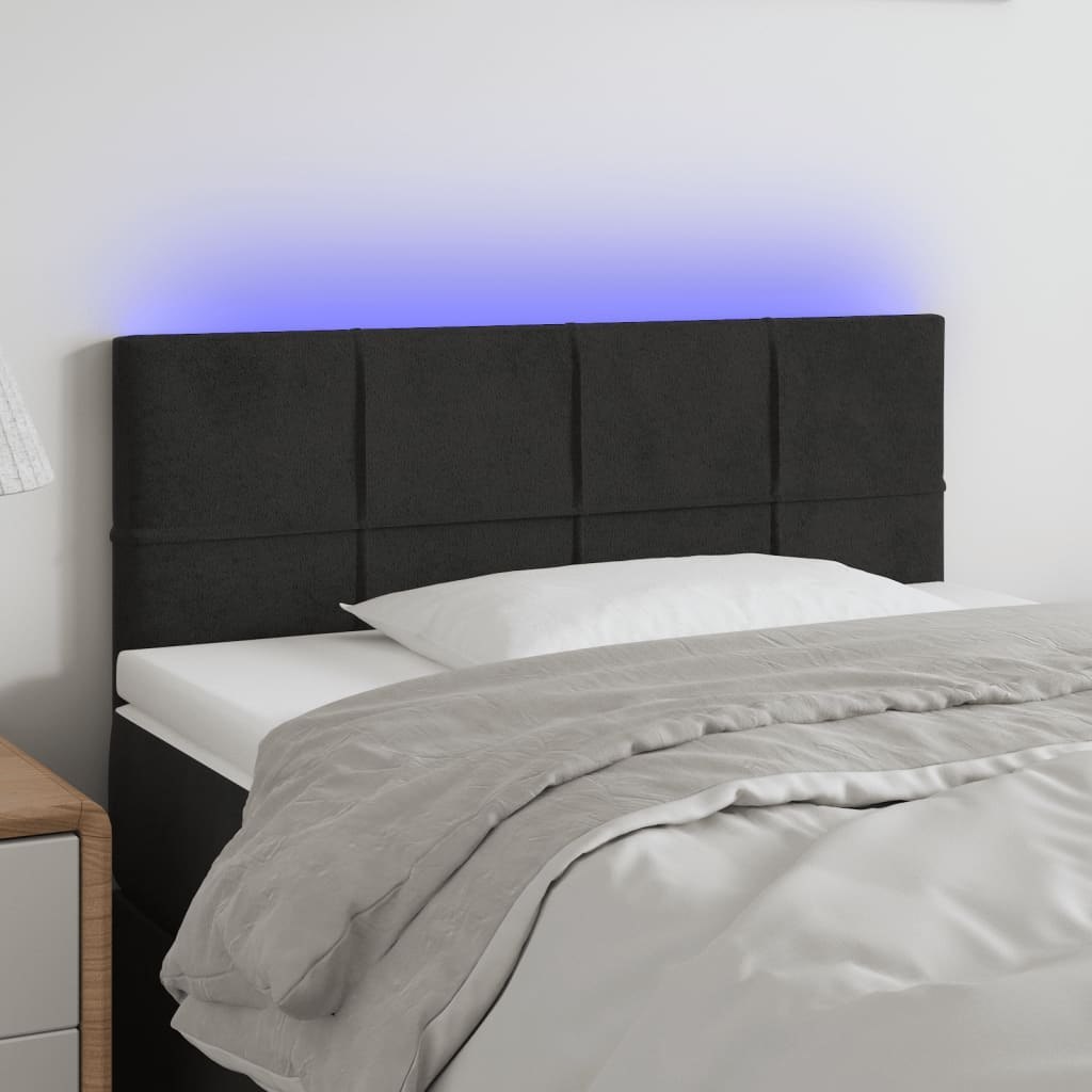 Lumarko Zagłówek do łóżka z LED, czarny, 80x5x78/88 cm, aksamit