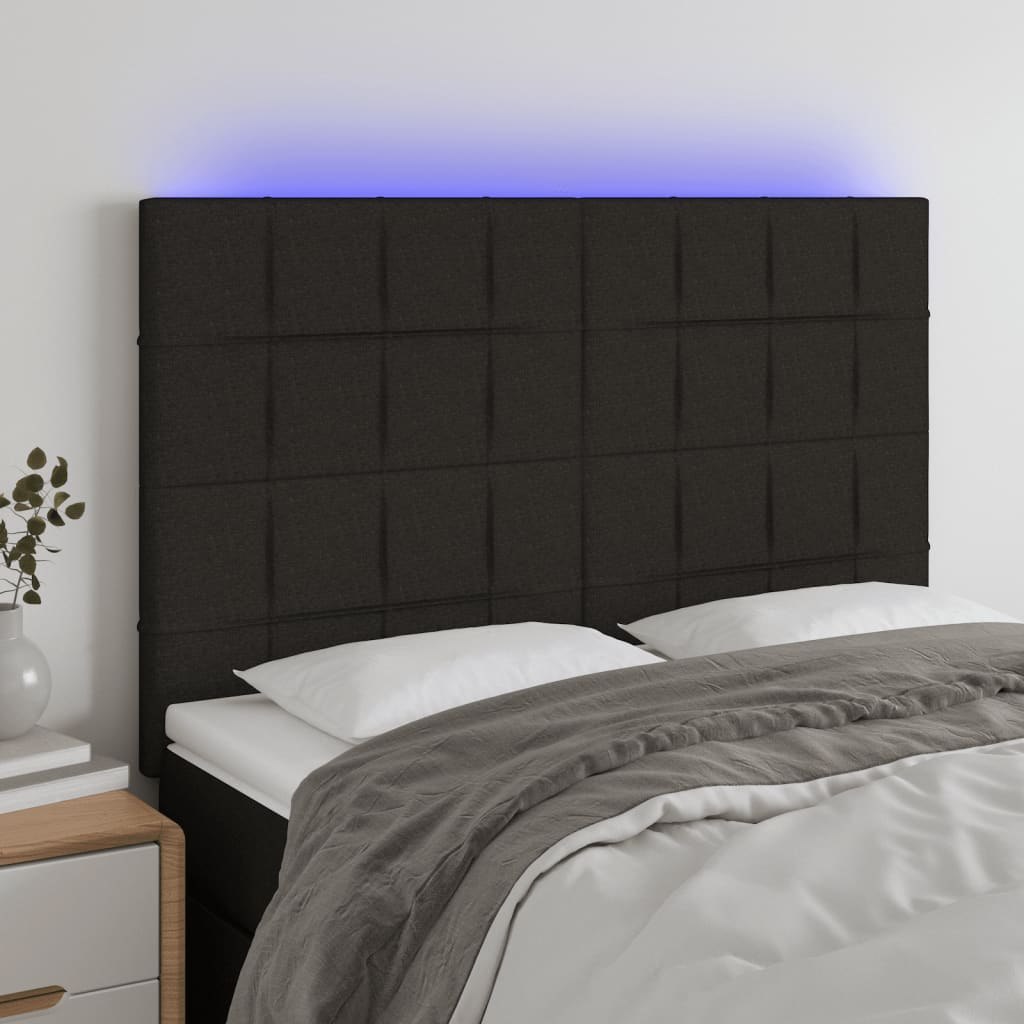 Lumarko Zagłówek do łóżka z LED, czarny, 144x5x118/128 cm, tkanina