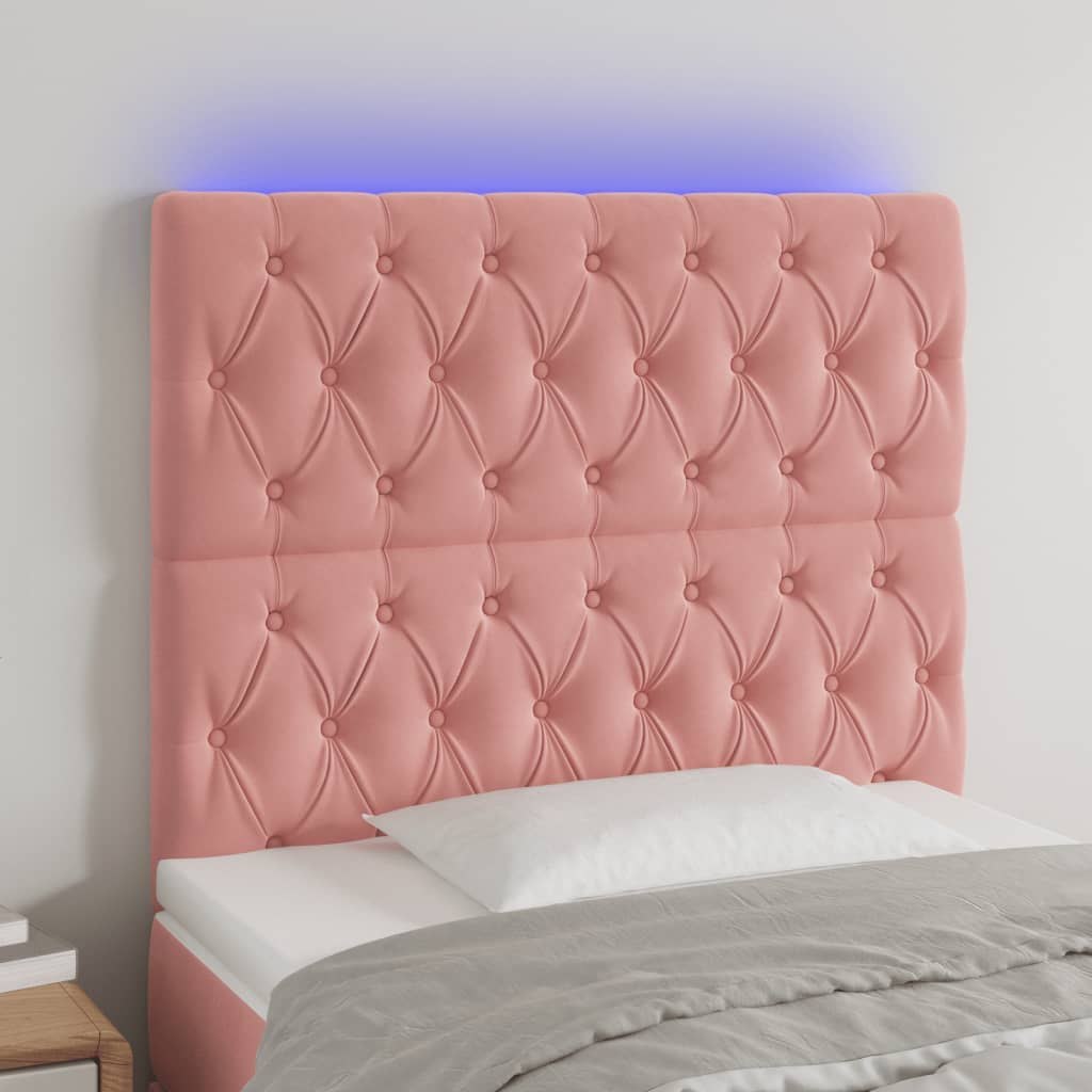 Zagłówek do łóżka z LED, różowy, 90x7x118/128 cm, aksamit Lumarko!