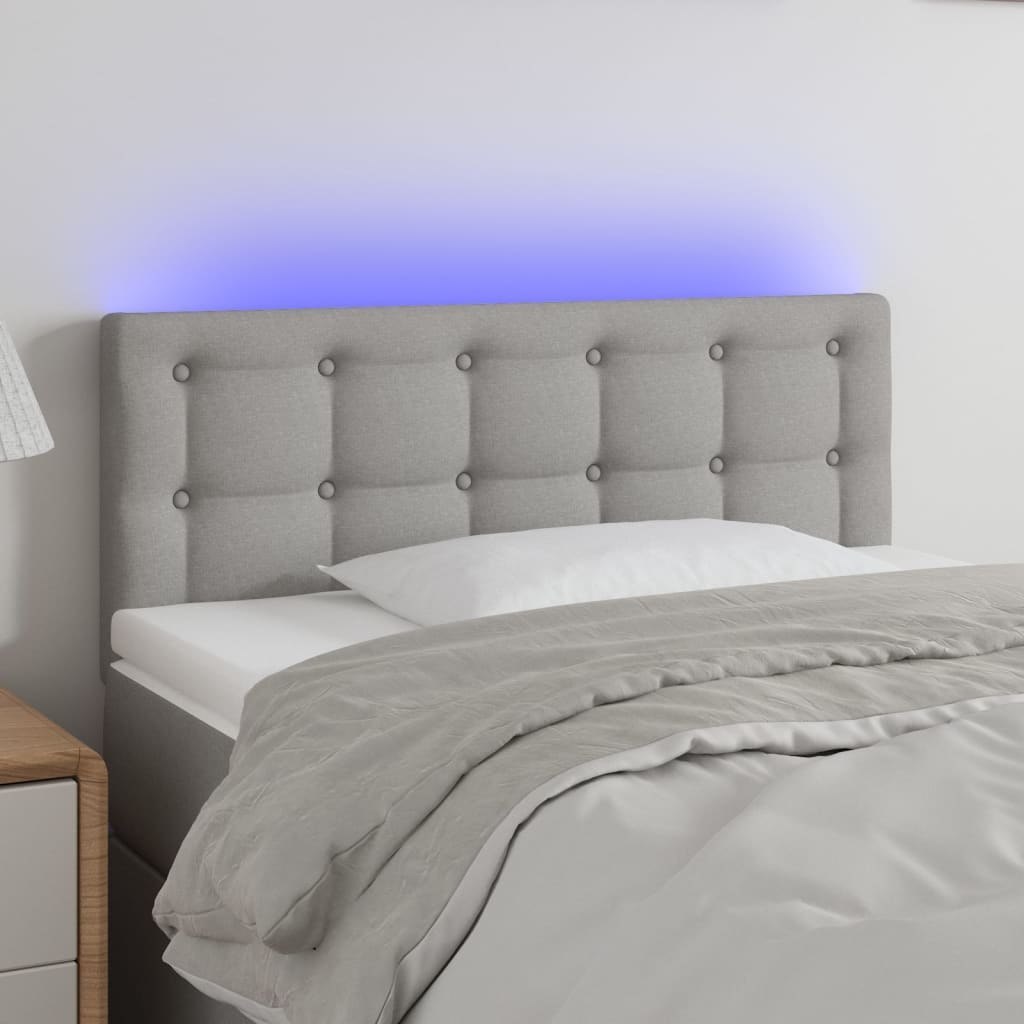 Lumarko Zagłówek do łóżka z LED, jasnoszary, 90x5x78/88 cm, tkanina