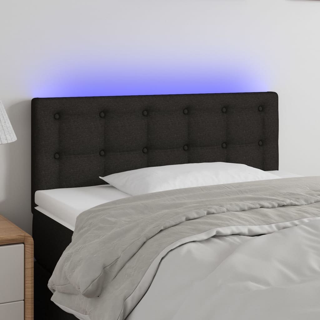 Lumarko Zagłówek do łóżka z LED, czarny, 90x5x78/88 cm, tkanina