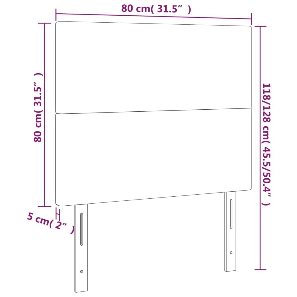 Lumarko Zagłówek do łóżka z LED, jasnoszary, 80x5x118/128 cm, aksamit