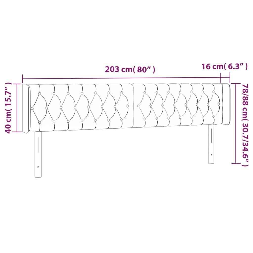 Lumarko Zagłówek do łóżka z LED ciemnoniebieski 203x16x78/88 cm aksamit