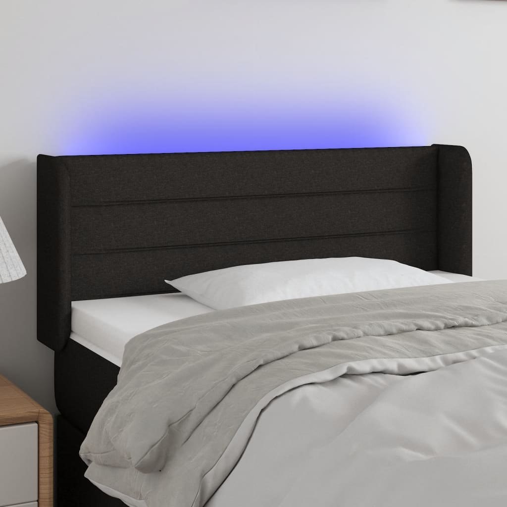 Lumarko Zagłówek do łóżka z LED, czarny, 83x16x78/88 cm, tkanina