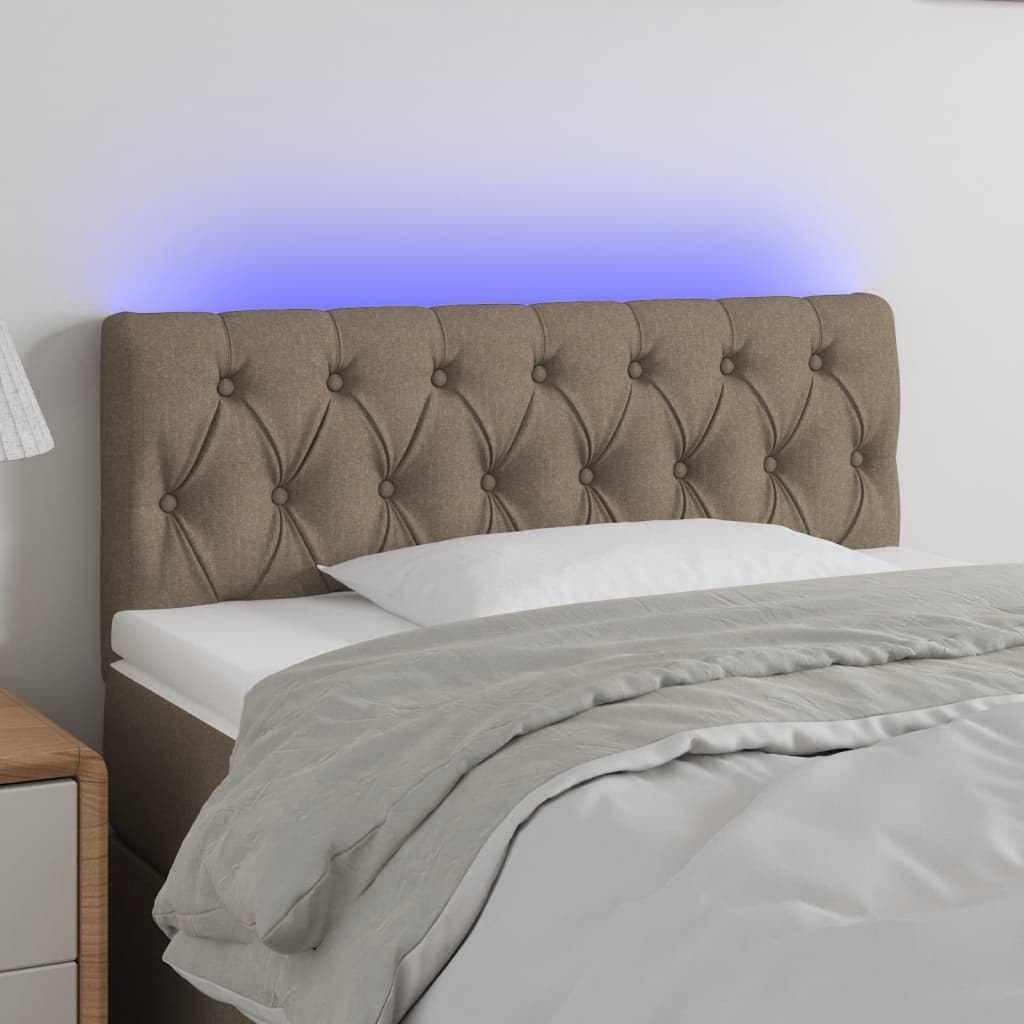 Lumarko Zagłówek do łóżka z LED, taupe, 90x7x78/88 cm, tkanina