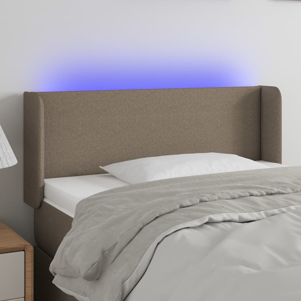Lumarko Zagłówek do łóżka z LED, taupe, 103x16x78/88 cm, tkanina