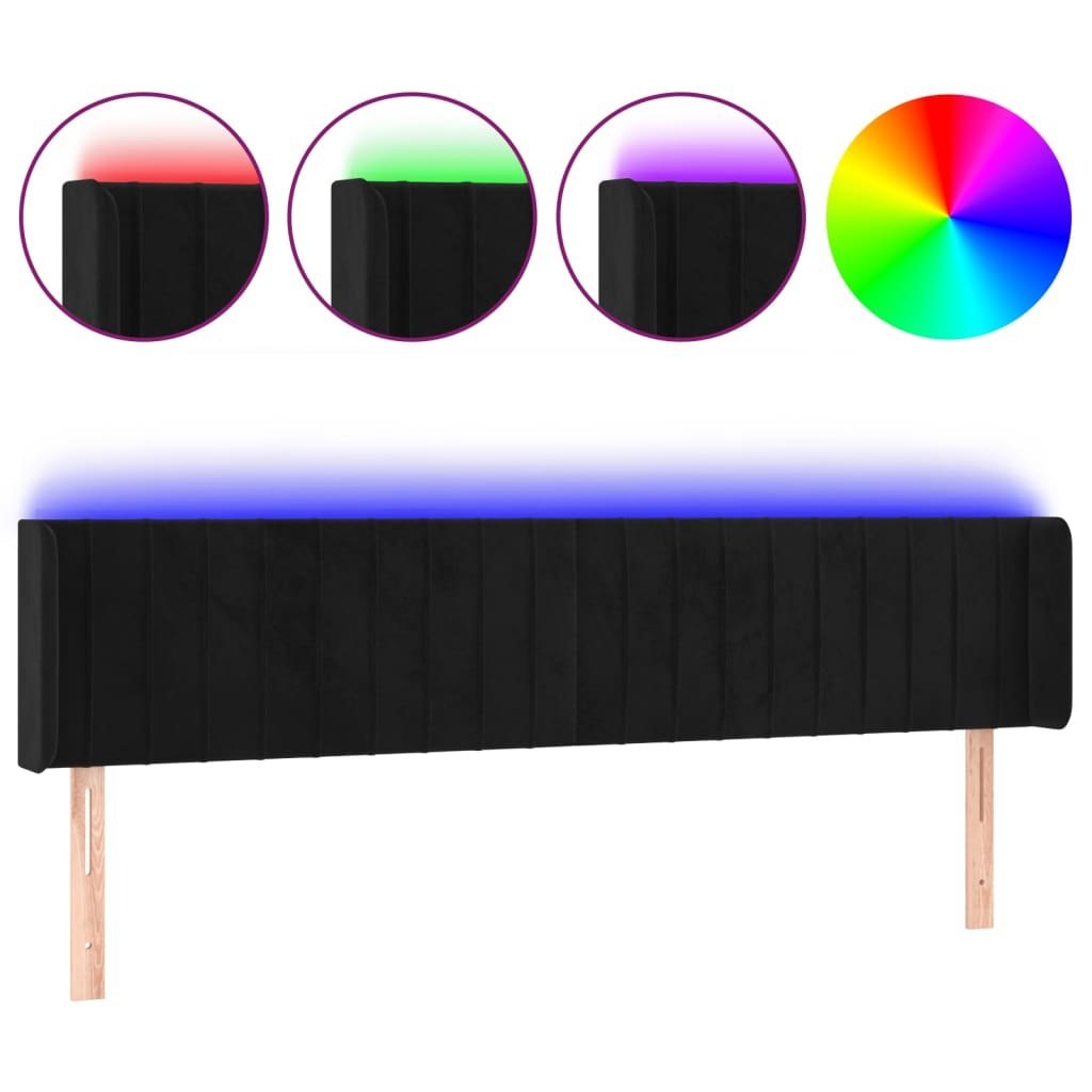 Lumarko Zagłówek do łóżka z LED, czarny, 183x16x78/88 cm, aksamit