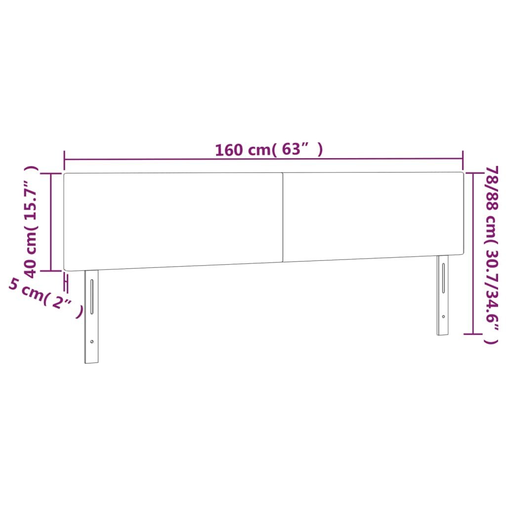 Lumarko Zagłówek do łóżka z LED, szary, 160x5x78/88 cm, sztuczna skóra
