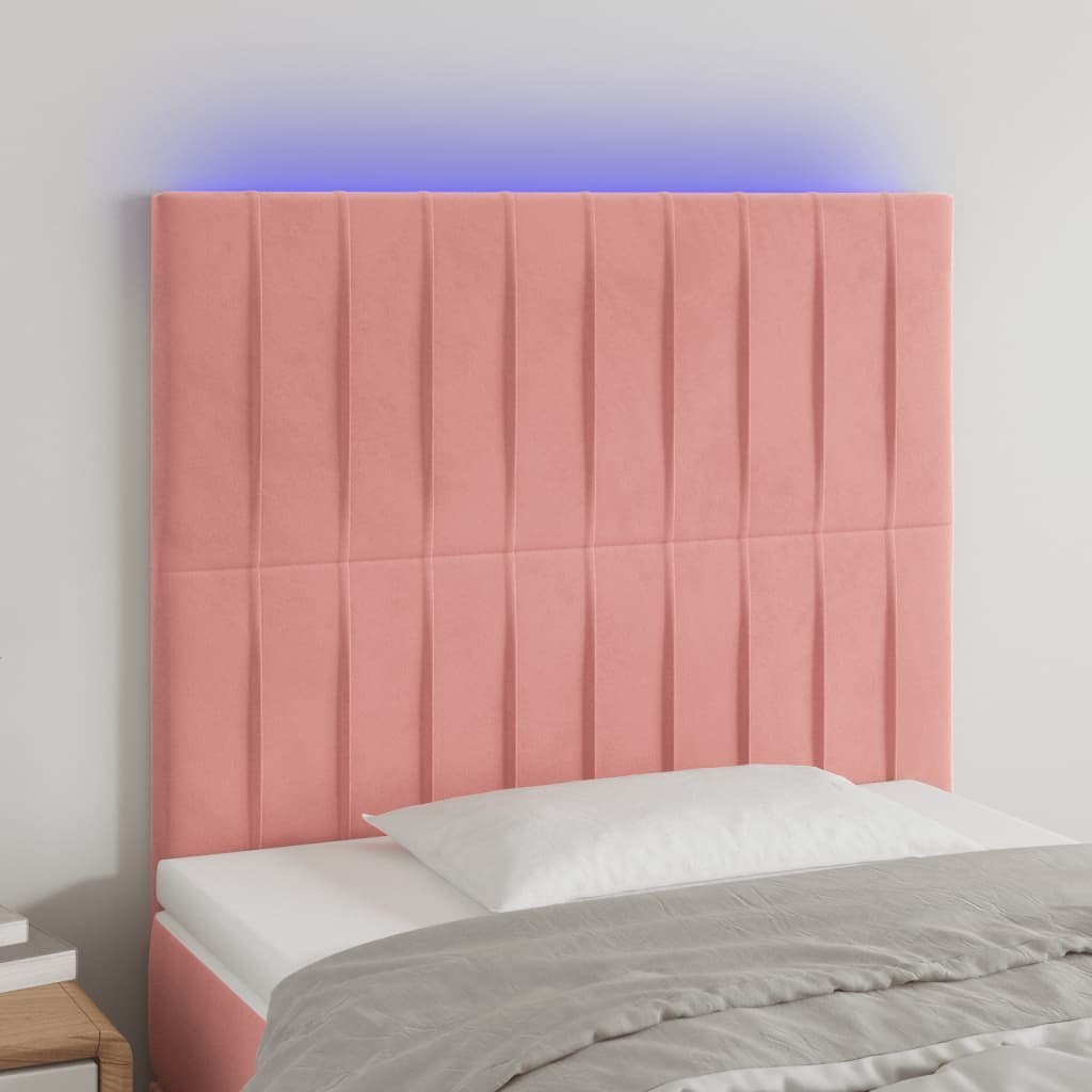 Lumarko Zagłówek do łóżka z LED, różowy, 80x5x118/128 cm, aksamit