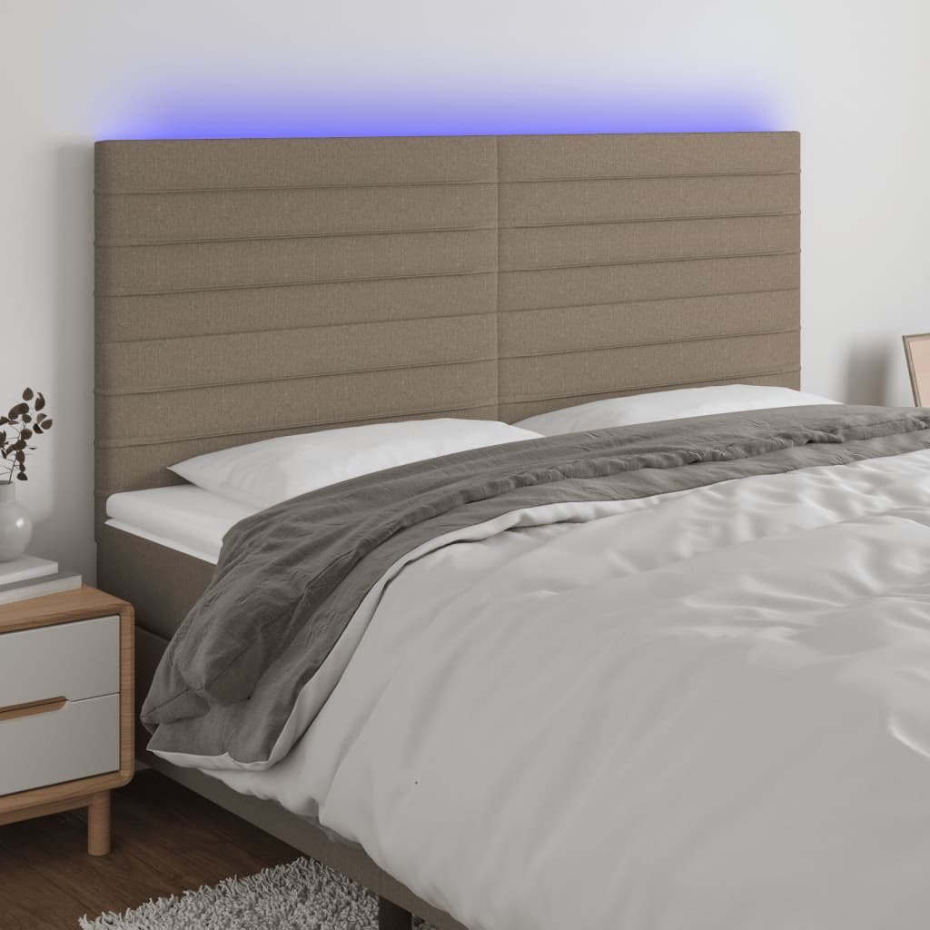 Lumarko Zagłówek do łóżka z LED, taupe, 180x5x118/128 cm, tkanina