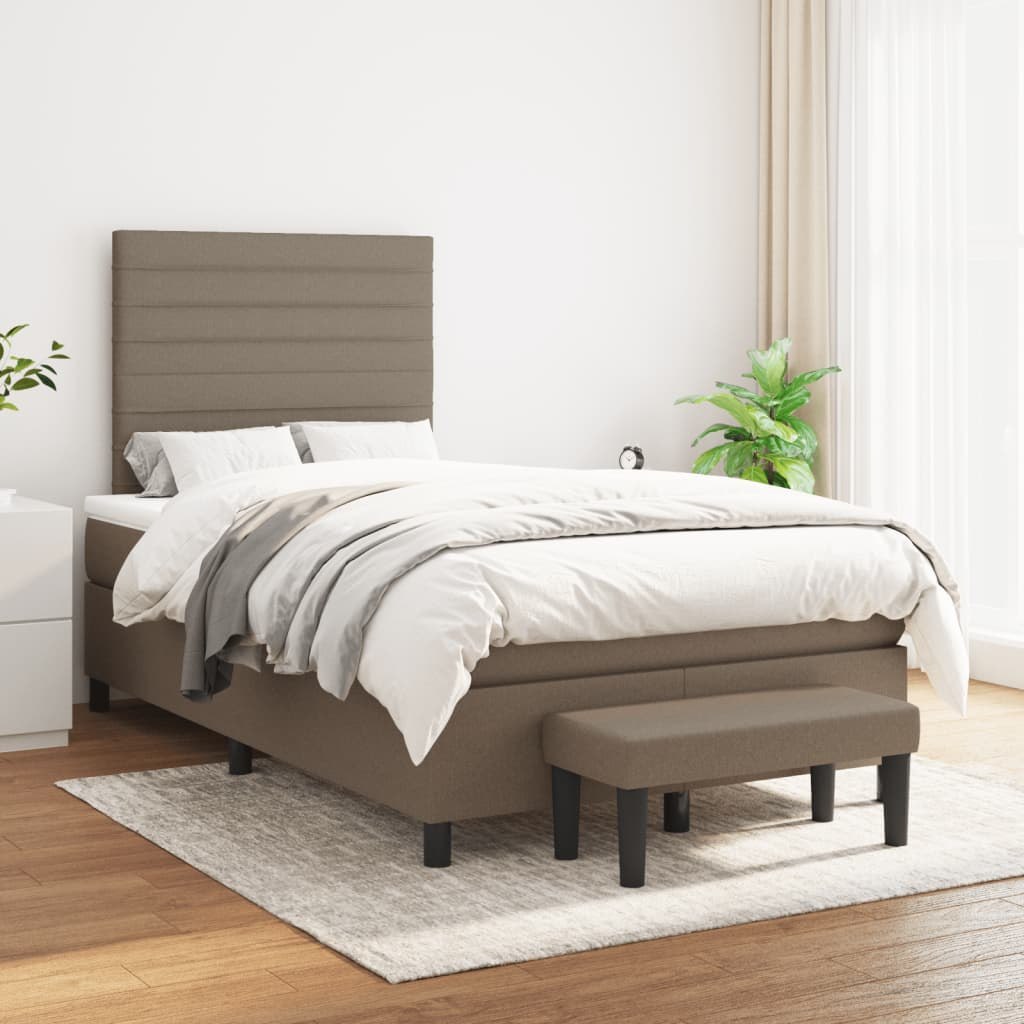 Lumarko Łóżko kontynentalne z materacem, taupe, tkanina, 120x200 cm
