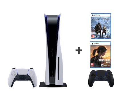 Sony PlayStation 5 + God of War Ragnarok + The Last of Us + dodatkowy pad czarny