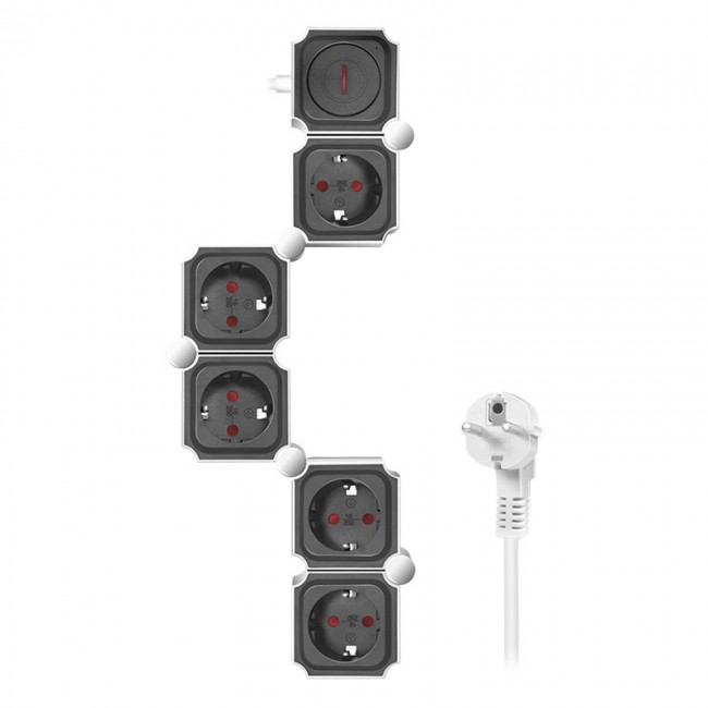 LogiLink 5 gniazd 1.5m czarno-biała