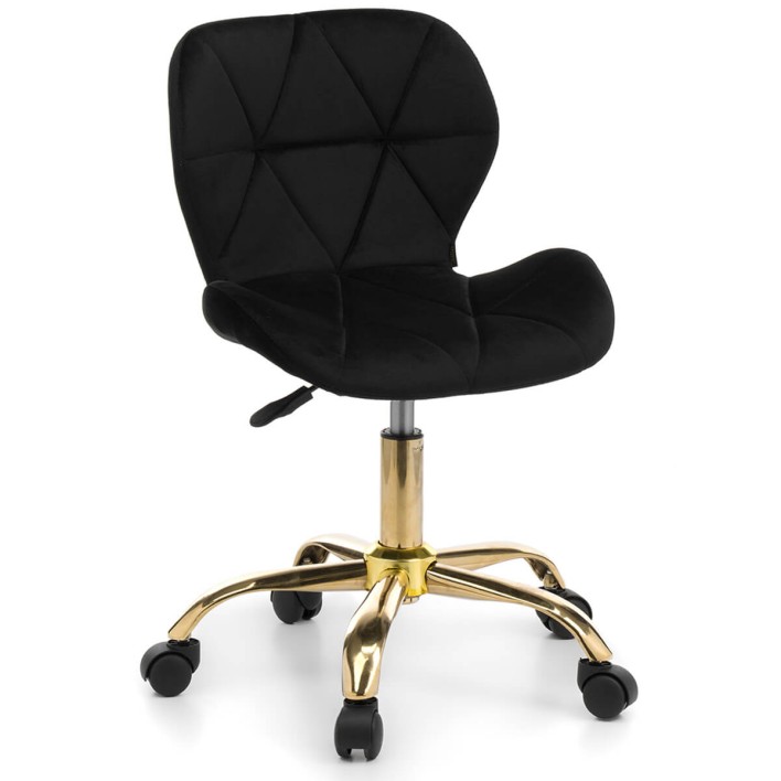 Krzesło obrotowe welurowe ART118S czarne, złote nogi