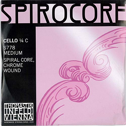 Thomastik Einzelsaite für Cello 1/4 Spirocore - C-Saite Spiralseilkern, Chrom umsponnen, mittel