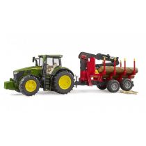 Traktor John Deere 7R 350 z przyczepą leśną Bruder