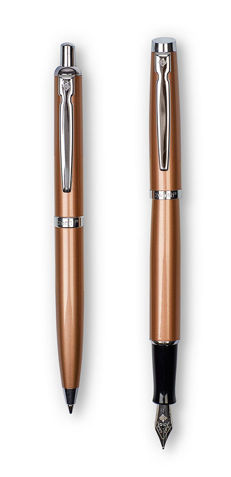 Zenith 60 Komplet Omega Pióro wieczne + długopis automatyczny miedź Astra
