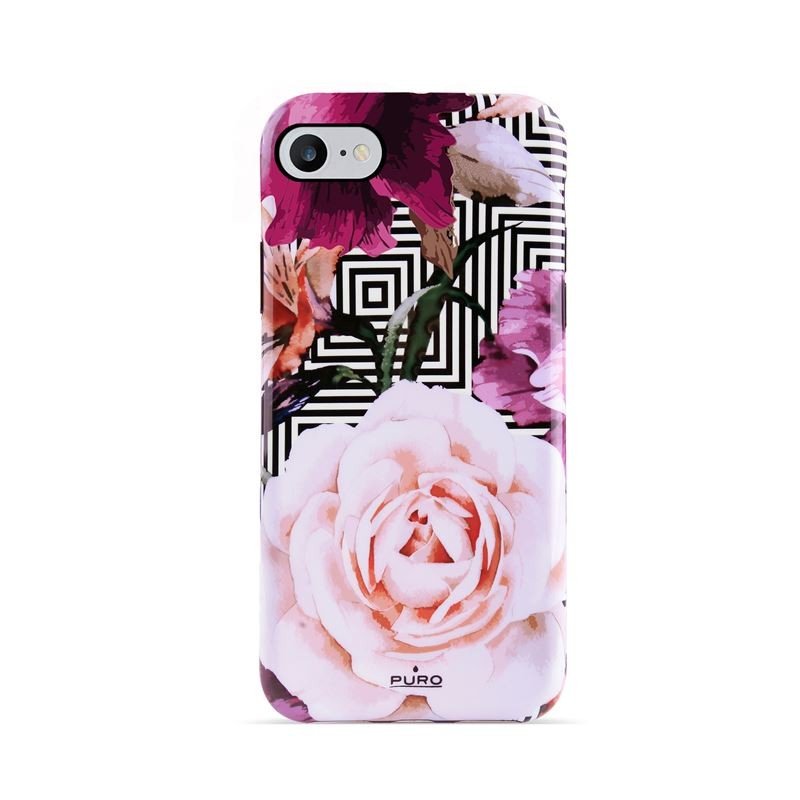 PURO Glam Geo Flowers - Etui iPhone 8 / 7 (Pink Peonies) IPC747CGEOFLO2BLK