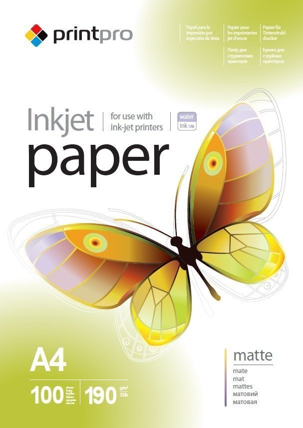 PrintPro Papier Fotograficzny Matowy A4 190g 100 szt (PME190100A4)