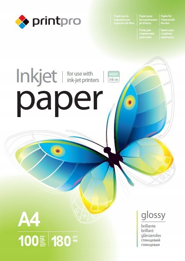 PrintPro Papier Fotograficzny Błyszczący A4 180g 100 szt (PGE180100A4)