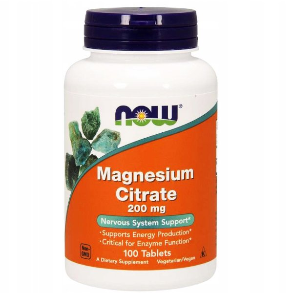Now Foods Foods, USA Foods Magnesium Citrate- Cytrynian magnezu 200mg 100 tabl.
