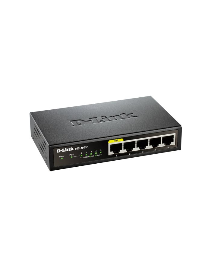 D-LINK DES-1005P, Mały 5 portowy przełącznik ethernetowy 10/100Mbps, PoE