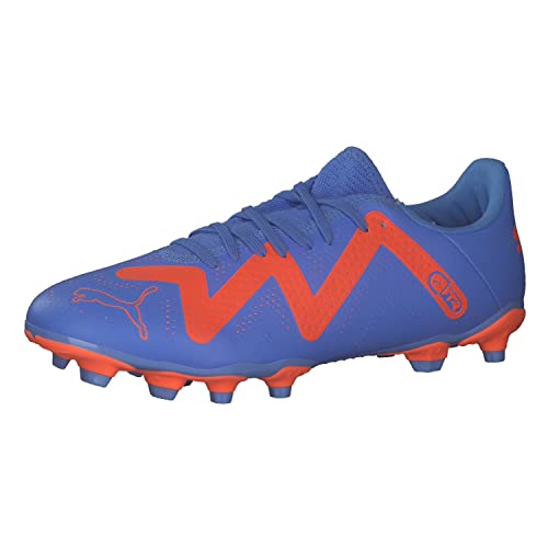 PUMA Męskie buty piłkarskie Future Play Fg/Ag, Blue Glimmer Puma White Ultra Orange, 44 EU