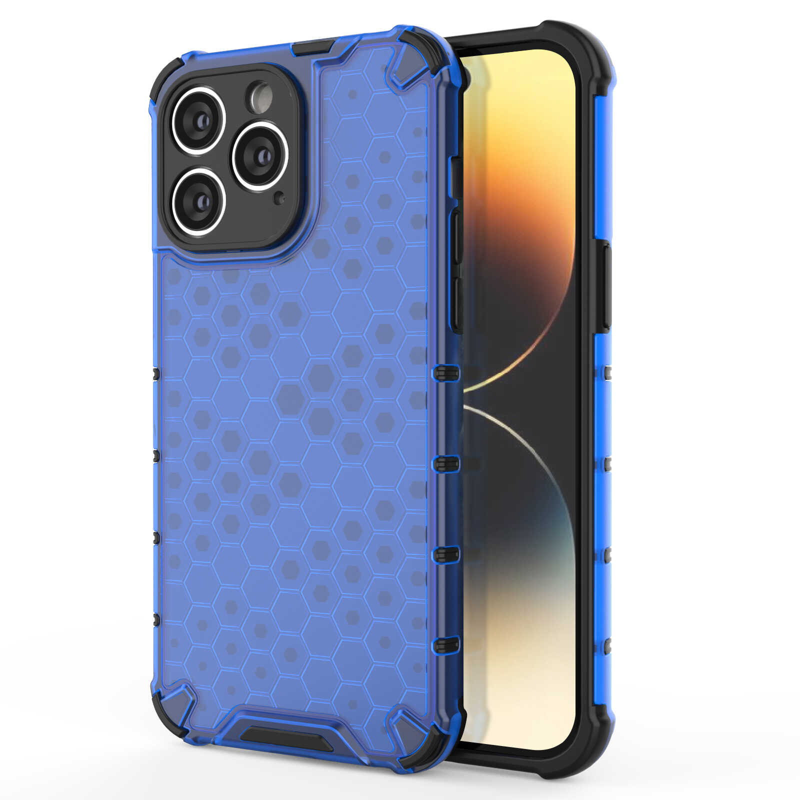 Hurtel Honeycomb etui iPhone 14 Pro pancerny hybrydowy pokrowiec niebieskie