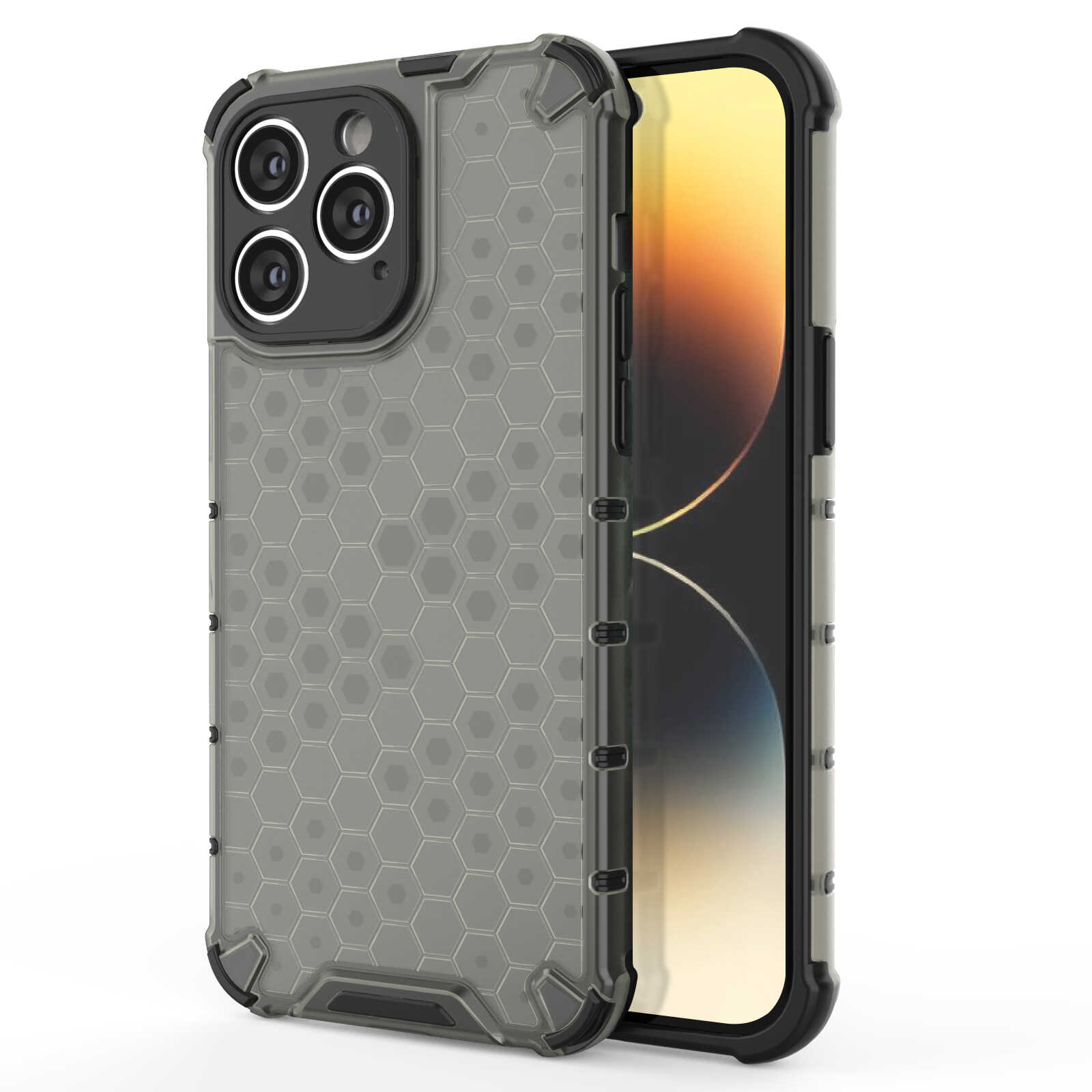 Hurtel Honeycomb etui iPhone 14 Pro Max pancerny hybrydowy pokrowiec czarne