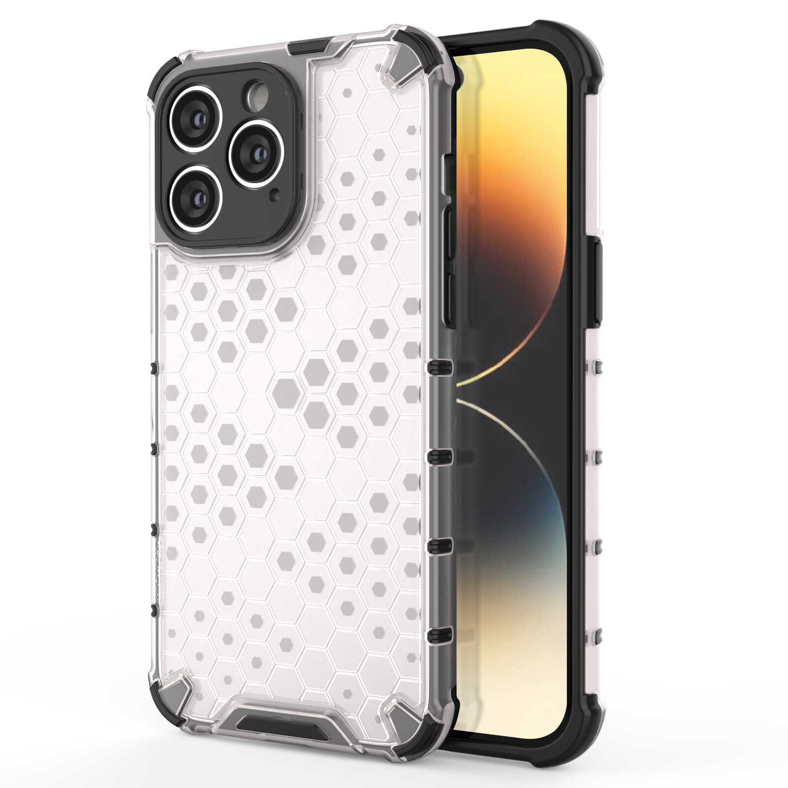 Hurtel Honeycomb etui iPhone 14 Pro Max pancerny hybrydowy pokrowiec przezroczyste