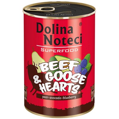 Dolina Noteci Premium Superfood Pies Wołowina i serca gęsi puszka 400g