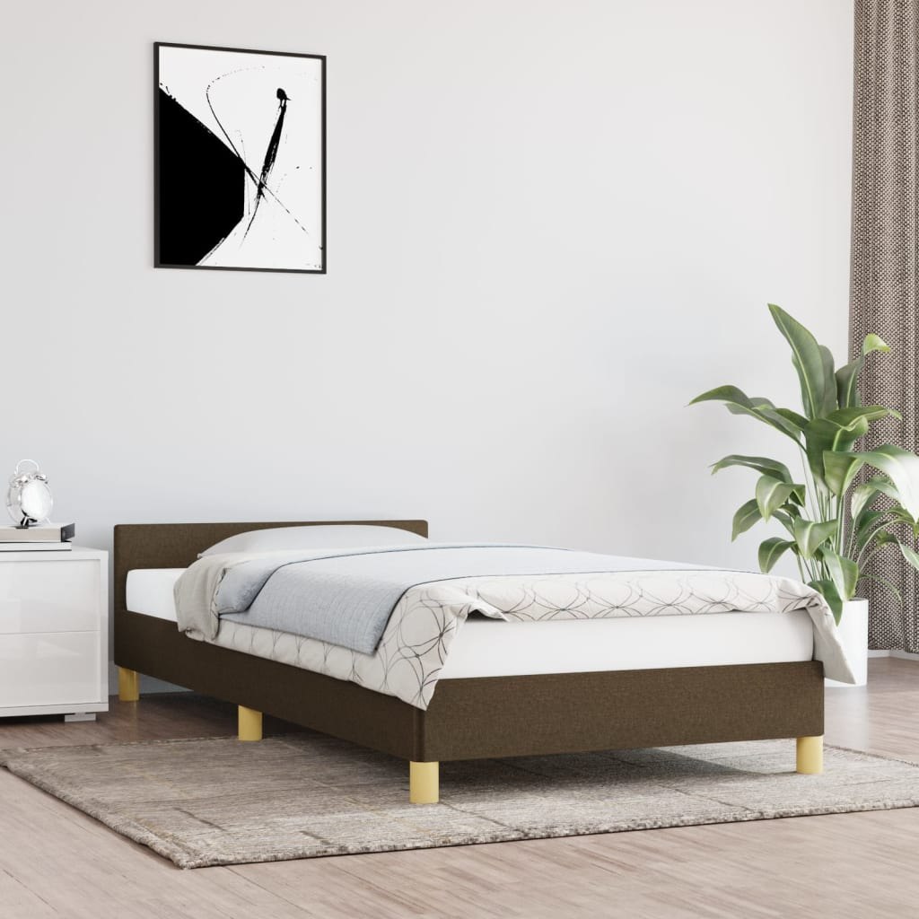 Lumarko Rama łóżka z zagłówkiem, ciemnobrązowa 80x200 cm obita tkaniną
