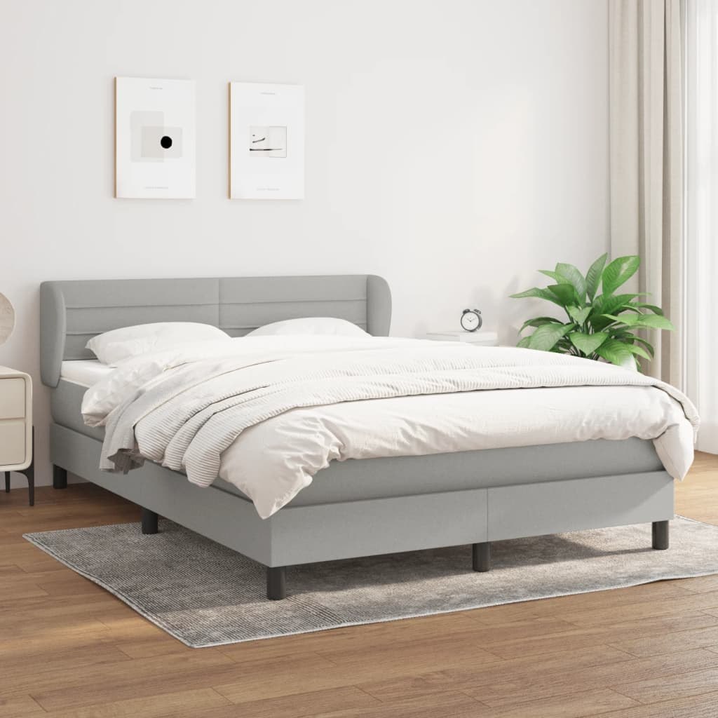 Lumarko Łóżko kontynentalne z materacem  jasnoszare 140x200 cm  tkanina