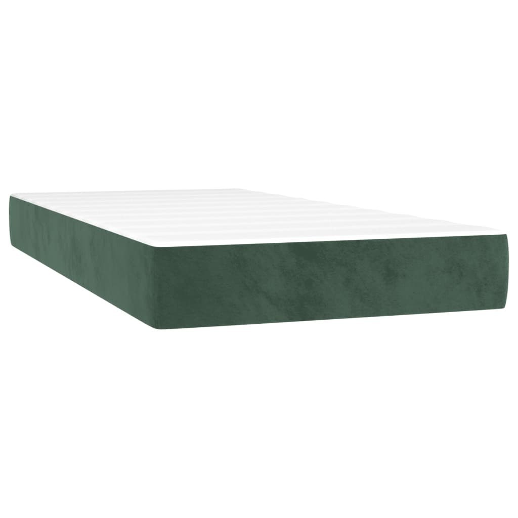 Lumarko Łóżko kontynentalne z materacem i LED zielony aksamit 80x200 cm