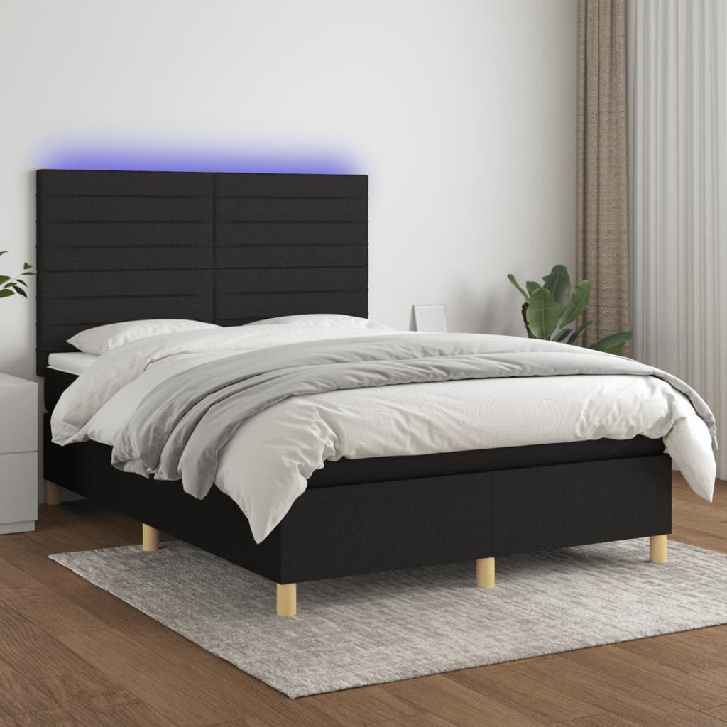 Lumarko Łóżko kontynentalne z materacem  czarne  140x200 cm  tkanina