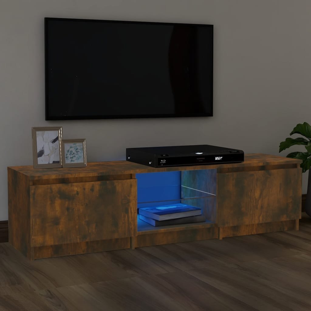 Lumarko Szafka pod TV, z LED, przydymiony dąb, 140 x 40 x 35,5 cm