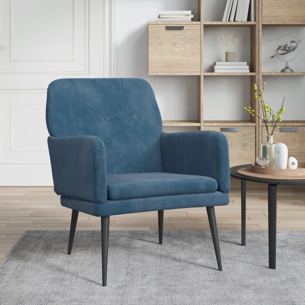 Lumarko Fotel, niebieski, 62x79x79 cm, obity aksamitem
