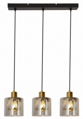 Elmo - lampa wisząca 3 płomienna czarny/złota. 3xE14 40W.