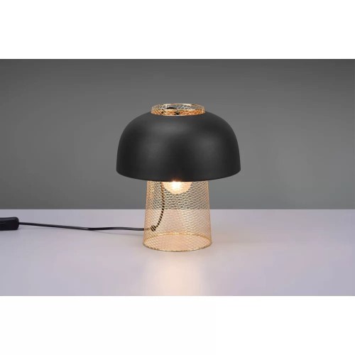 Lampa stołowa Punch, czarna/mosiądz, Ø 25 cm