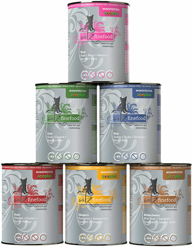 Catz finefood karma mokra monoproteinowa zooplus, 6 x 400 g - Zestaw (6 smaków)