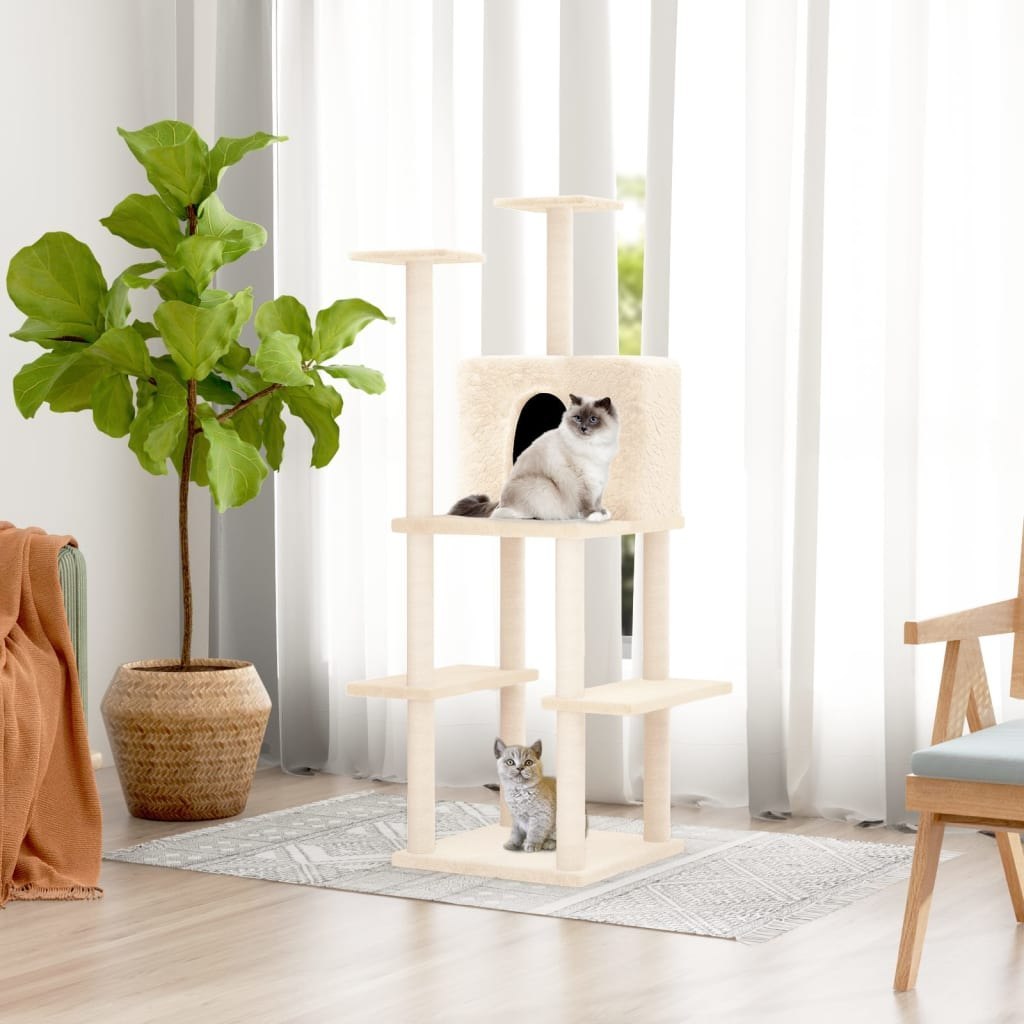 Lumarko Drapak dla kota z sizalowymi słupkami, kremowy, 144,5 cm!