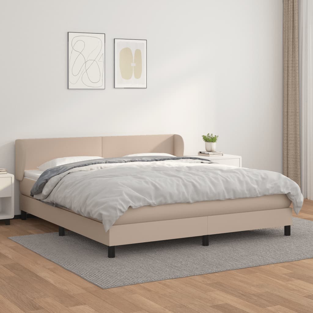 Lumarko Łóżko kontynentalne z materacem, cappuccino ekoskóra 180x200 cm