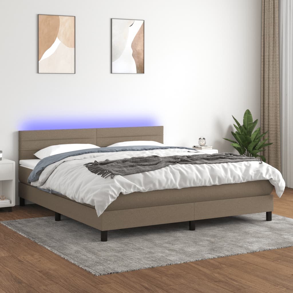 Lumarko Łóżko kontynentalne z materacem, taupe, 180x200 cm, tkanina