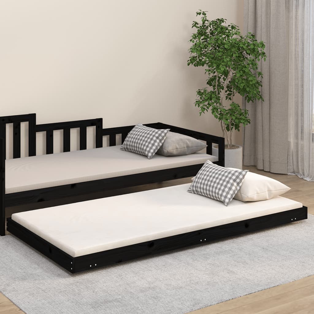 Lumarko Rama łóżka, czarna, 90x200 cm, lite drewno sosnowe
