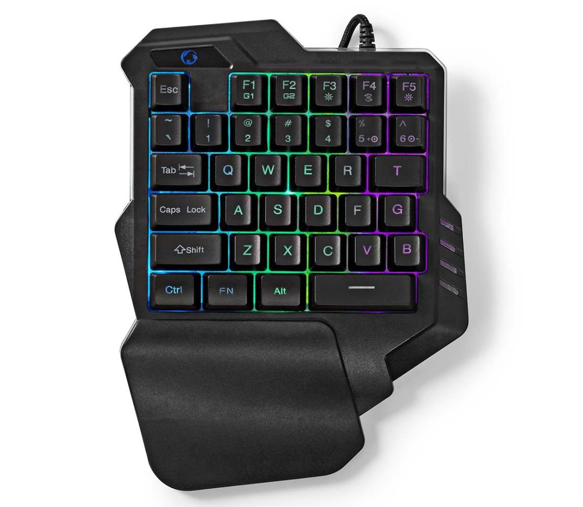 Nedis GKBDS110BK - LED RGB Jednoręczna klawiatura do gier 5V