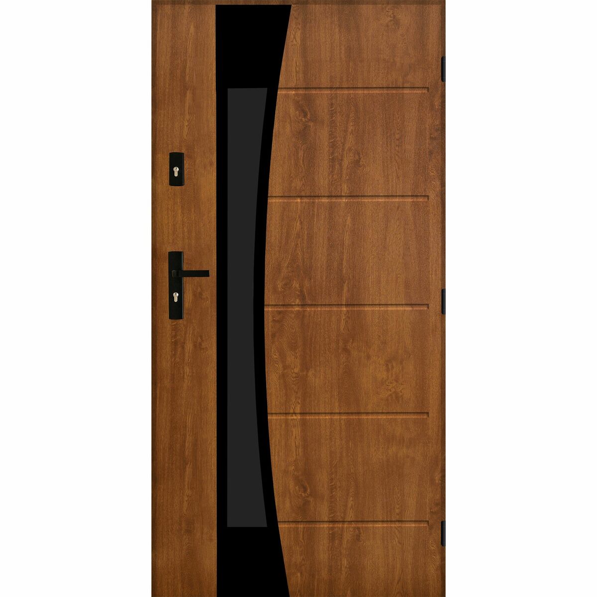 Drzwi zewnętrzne stalowe wejściowe Lyon Black złoty dąb 80 prawe Pantor