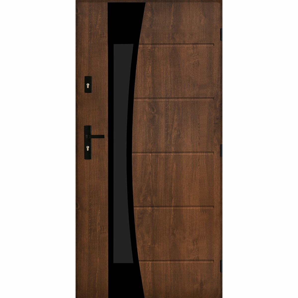 Drzwi zewnętrzne stalowe wejściowe Lyon Black orzechowe 80 prawe Pantor