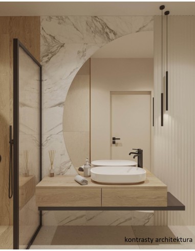 Lustro łazienkowe połówka kółka ze ściętym dołem - HELENA ŚCIĘTY DÓŁ, Połówka koła: 110x55