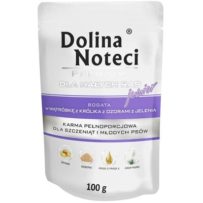 Dolina Noteci Premium Pies Junior Wątróbka z królika i ozory z jelenia saszetka 100g MS_15854