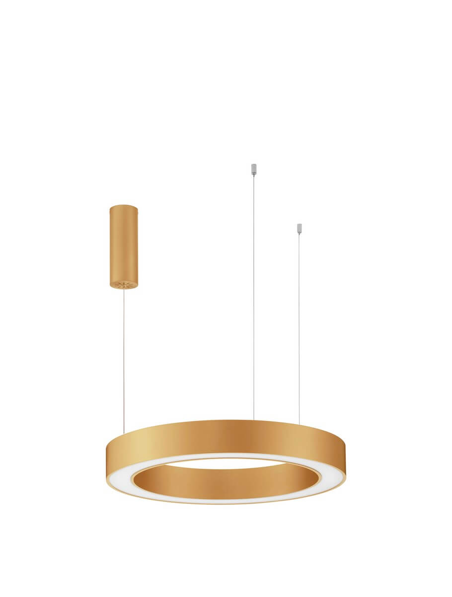 Złota lampa wisząca LE42809 ring LED 50W ściemniana aplikacją